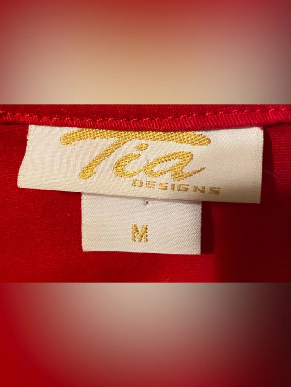 TIA DESIGNS denim vintage red vest silver grommet details 2 front pockets size M